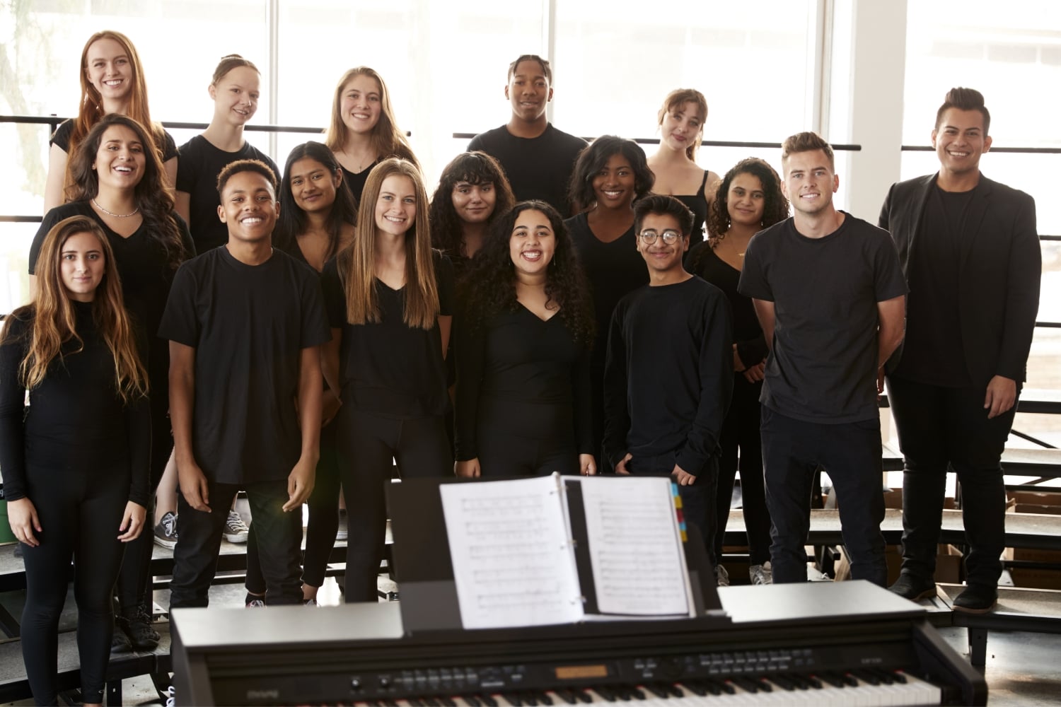 Grupo de estudiantes de una escuela de música